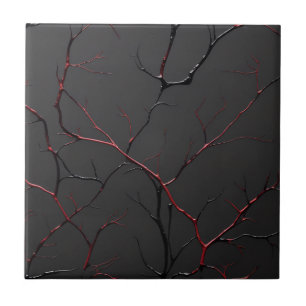 Black and Red Veins Tile