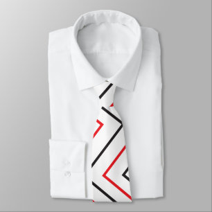 Black and Red Vertical Chevron Stripe Pattern Tie