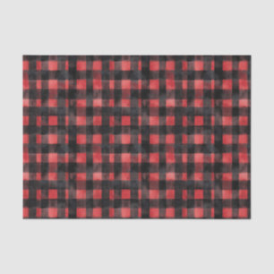 Black and Red Watercolor Plaid Design Tissue Paper