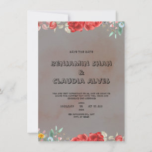 Black and Red Watercolor Wedding Invitation