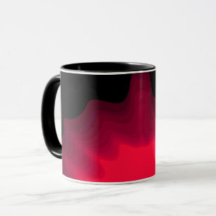 Black and red waves abstract painting mug