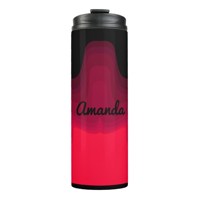 Black and red waves abstract painting thermal tumbler (Front)