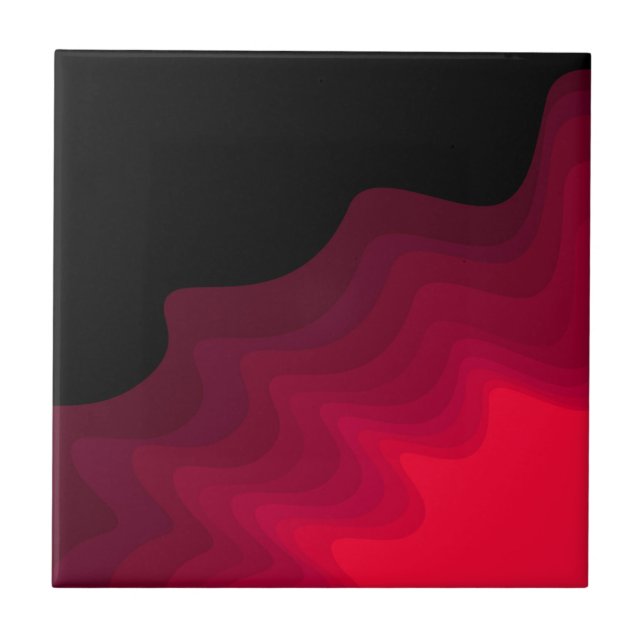 Black and red waves abstract painting Throw Pillow Tile (Front)