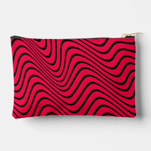 black and red waves accessory pouch