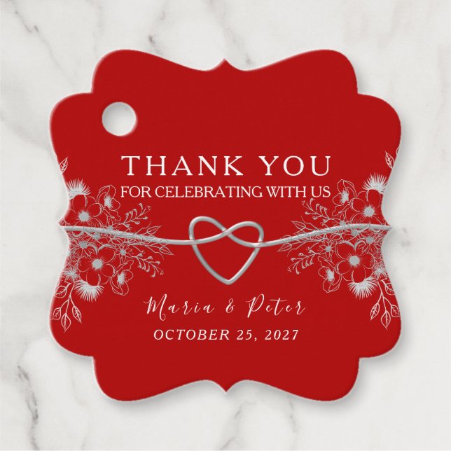 Black and Red Wedding  Favour Tags (Front)