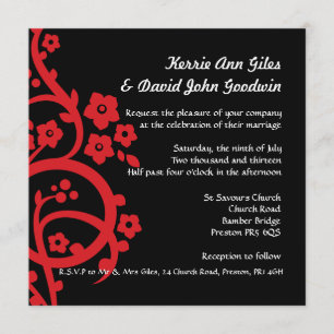 Black and Red Wedding Invitation