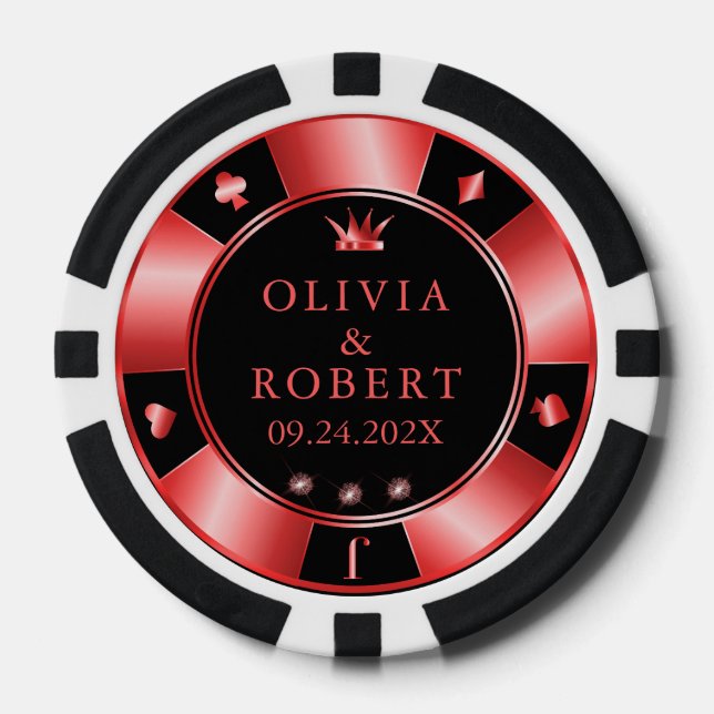 Black and red wedding poker chips (Front)