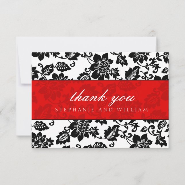 Black and Red Wedding Thank You Card (Front)