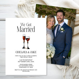 Black and Red Wine Glasses Wedding After Party Invitation