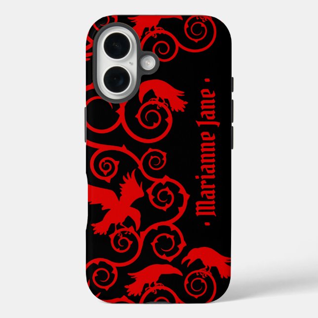 Black and Red Witch Gothic Victorian Raven Goth Case-Mate iPhone Case (Back)