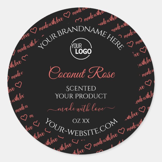 Black and Red Word Cloud Product Labels with Logo (Front)