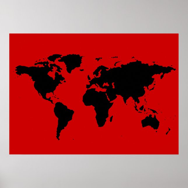 black and red world map poster (Front)