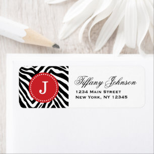 Black and Red Zebra Print Custom Monogram