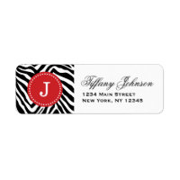 Black and Red Zebra Print Custom Monogram
