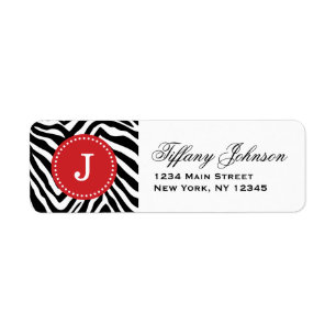 Black and Red Zebra Print Custom Monogram