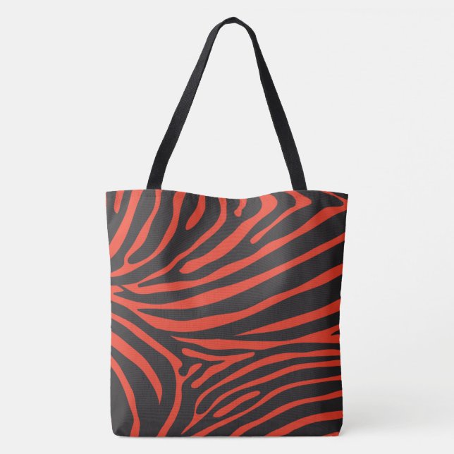 Black and Red Zebra Print Tote Bag (Back)