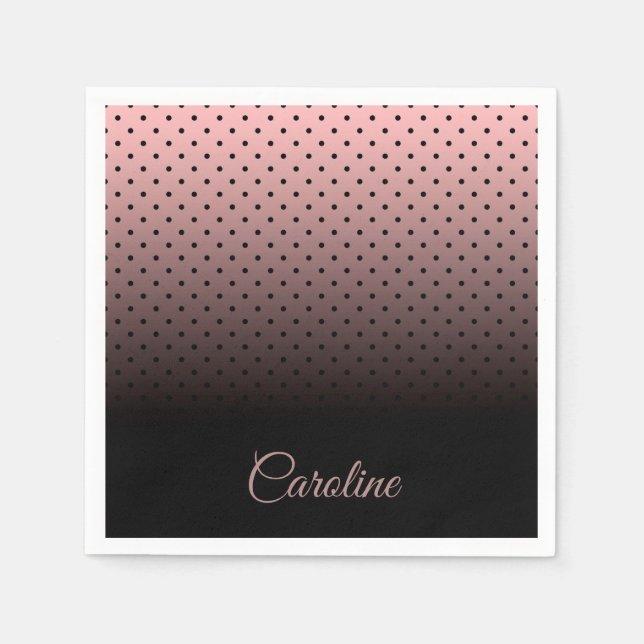 Black and Rose Dots Pattern Napkin (Front)