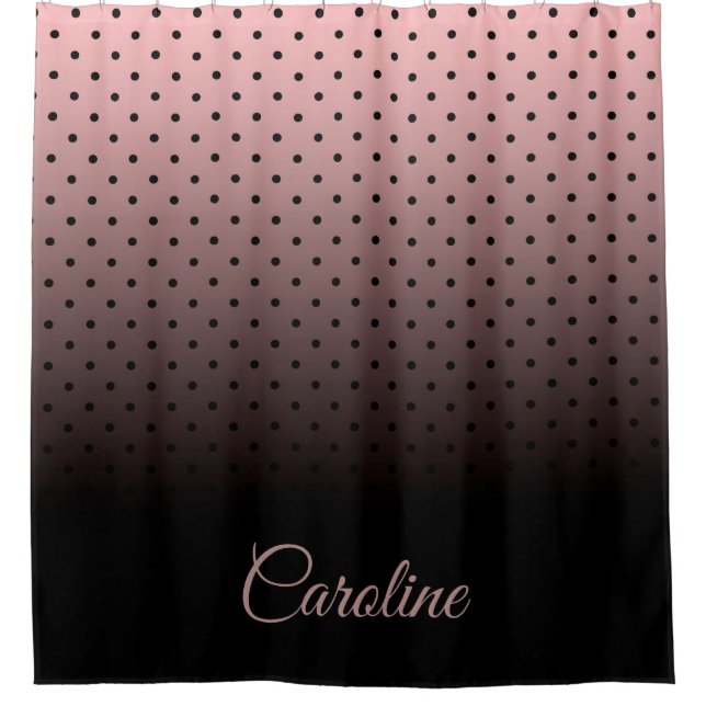 Black and Rose Dots Pattern Shower Curtain (Front)