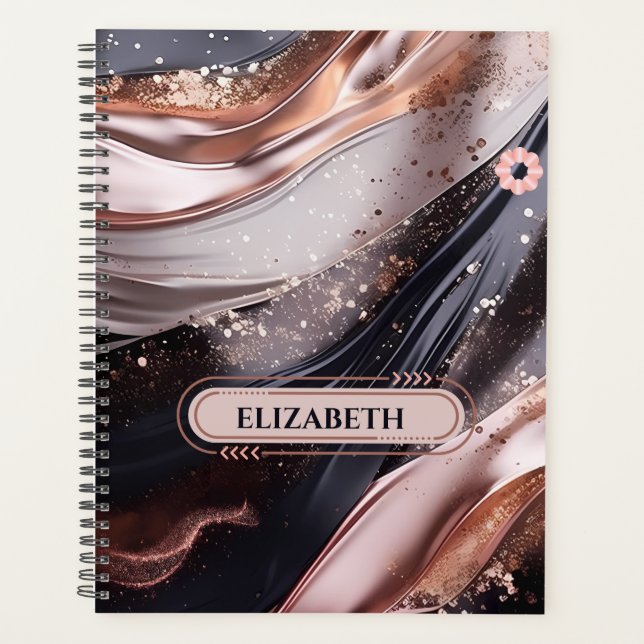 Black and Rose Gold Background Design Planner (Front)