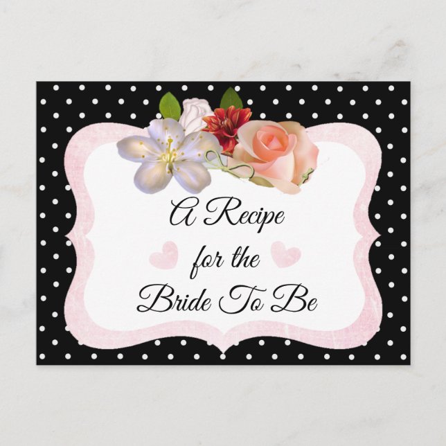 Black and Rose Gold Blush Pink Recipe Card (Front)