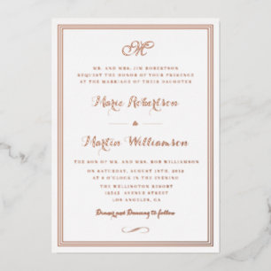 black and rose gold calligraphy wedding