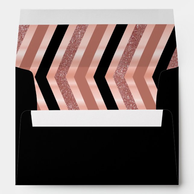 Black and Rose Gold Chevron Design Envelope (Back (Bottom))