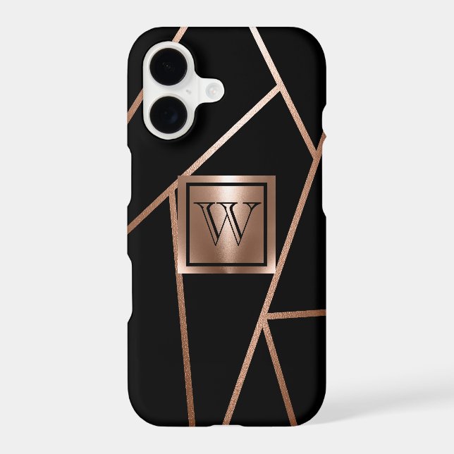 Black and Rose Gold Geometric iPhone Case (Back)