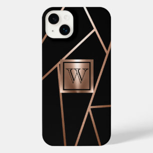 Black and Rose Gold Geometric iPhone 14 Plus Case