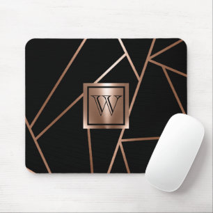 Black and Rose Gold Geometric Mouse Mat