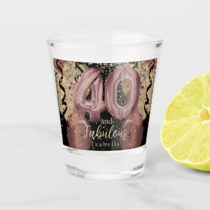 Black and Rose Gold Glitter 40th Birthday Shot Glass