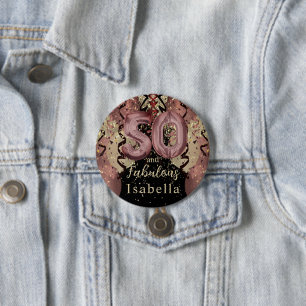 Black and Rose Gold Glitter 50th Birthday 7.5 Cm Round Badge