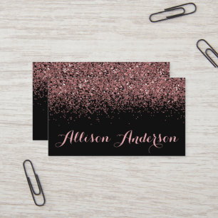 Black and Rose Gold Glitter Business Cards