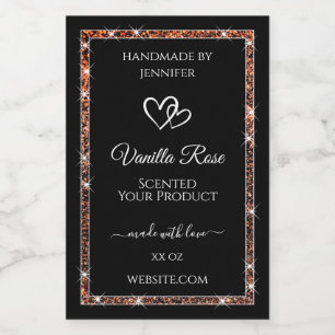Black and Rose Gold Glitter Frame Product Labels