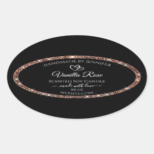 Black and Rose Gold Glitter Frame Product Labels