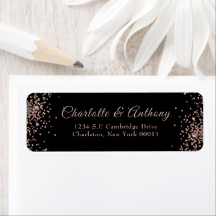 Black and Rose Gold Glitter Script Wedding