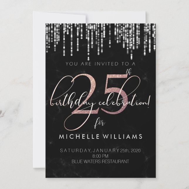 Black and Rose Gold Invitation (Front)