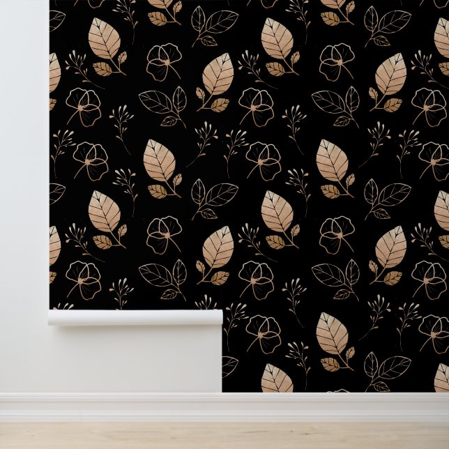 Black and rose gold leaf wallpaper (Application)