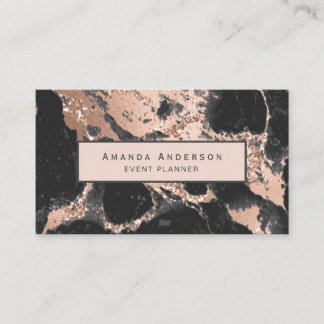 Black and Rose Gold Marble Business Card