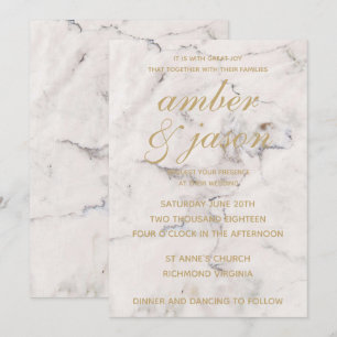 Black and Rose Gold Marble Wedding Invitation