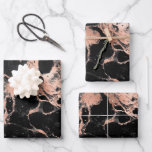 Black and Rose Gold Marble Wrapping Paper Sheet<br><div class="desc">Chic black and Rose Gold Marble design</div>