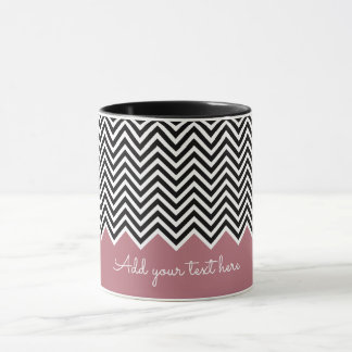 Black and ROSE GOLD Modern Chevron Custom TEXT Mug