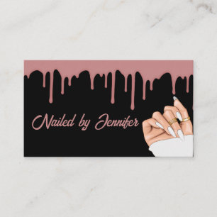 Black and Rose Gold Nail Tech Business Card