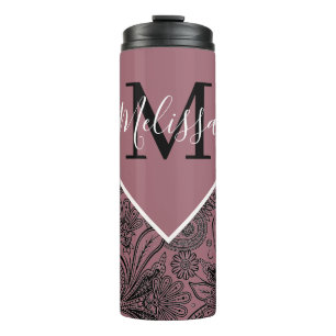 Black and rose gold paisley thermal tumbler