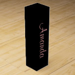 Black and Rose Gold personalised Wine Box<br><div class="desc">Simple elegant wine boxes with trending Rose Gold typography customisable with your name.</div>