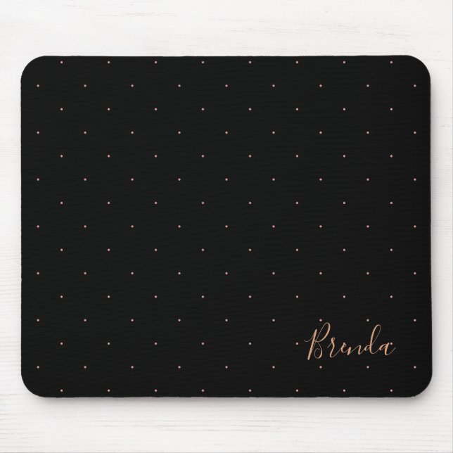 Black and rose-gold small dots pattern mouse mat (Front)