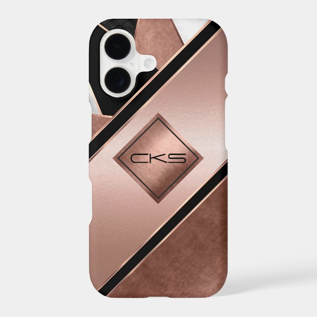 Black and Rose Gold Stripes | Monogram  (Back)