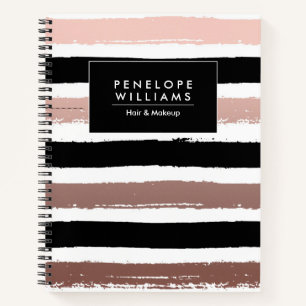 Black and Rose Gold Stripes Notebook