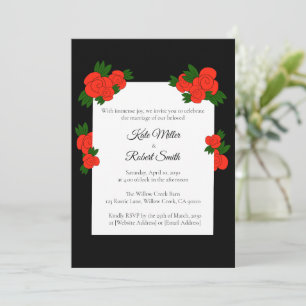 Black and Rose Wedding Invitations with RSVP