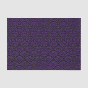 Black and Royal Purple Rose Floral Damask Tissue Paper
