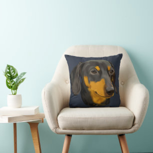 Black and Rust Dachshund Dog Cushion